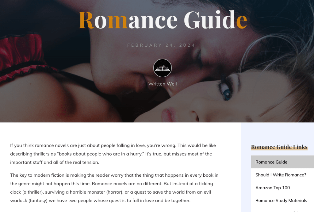 Image shows a clip from the Romance Guide
